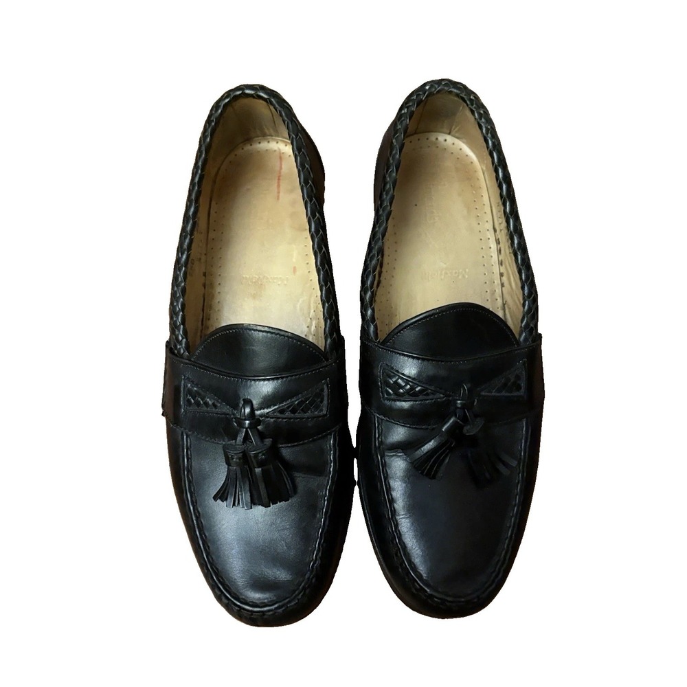 Allen Edmonds Maxfield Tassel Woven Black Leather Loafers Mens 9.5D USA 47711
